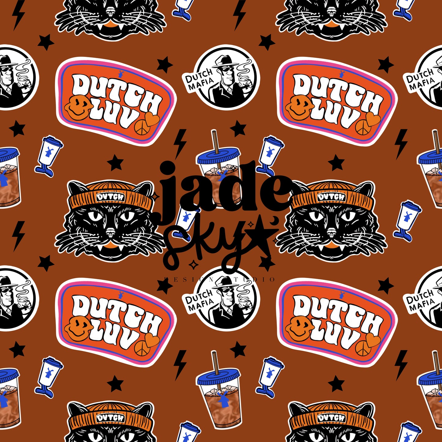 Coffee Sticker Pack seamless pattern