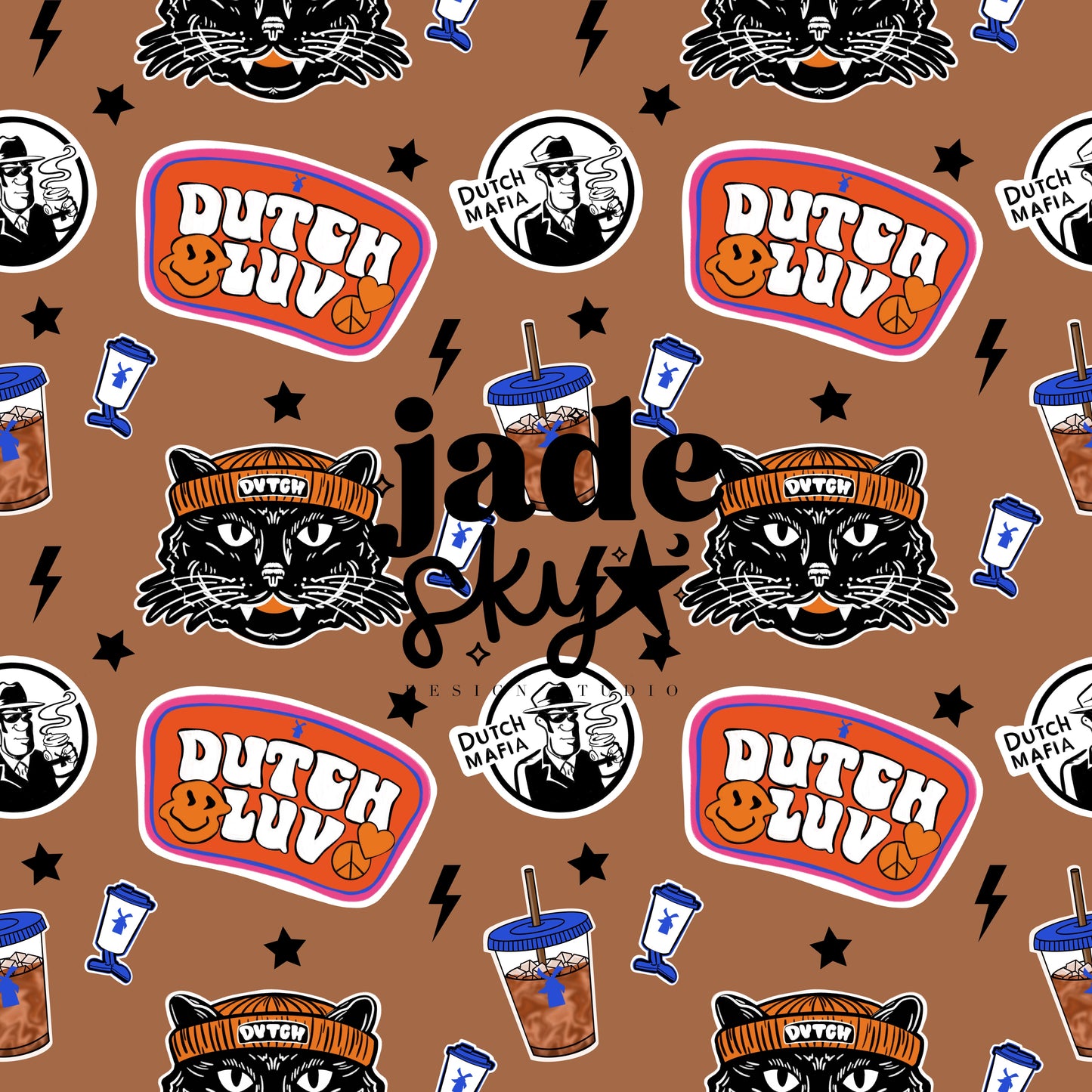 Coffee Sticker Pack seamless pattern
