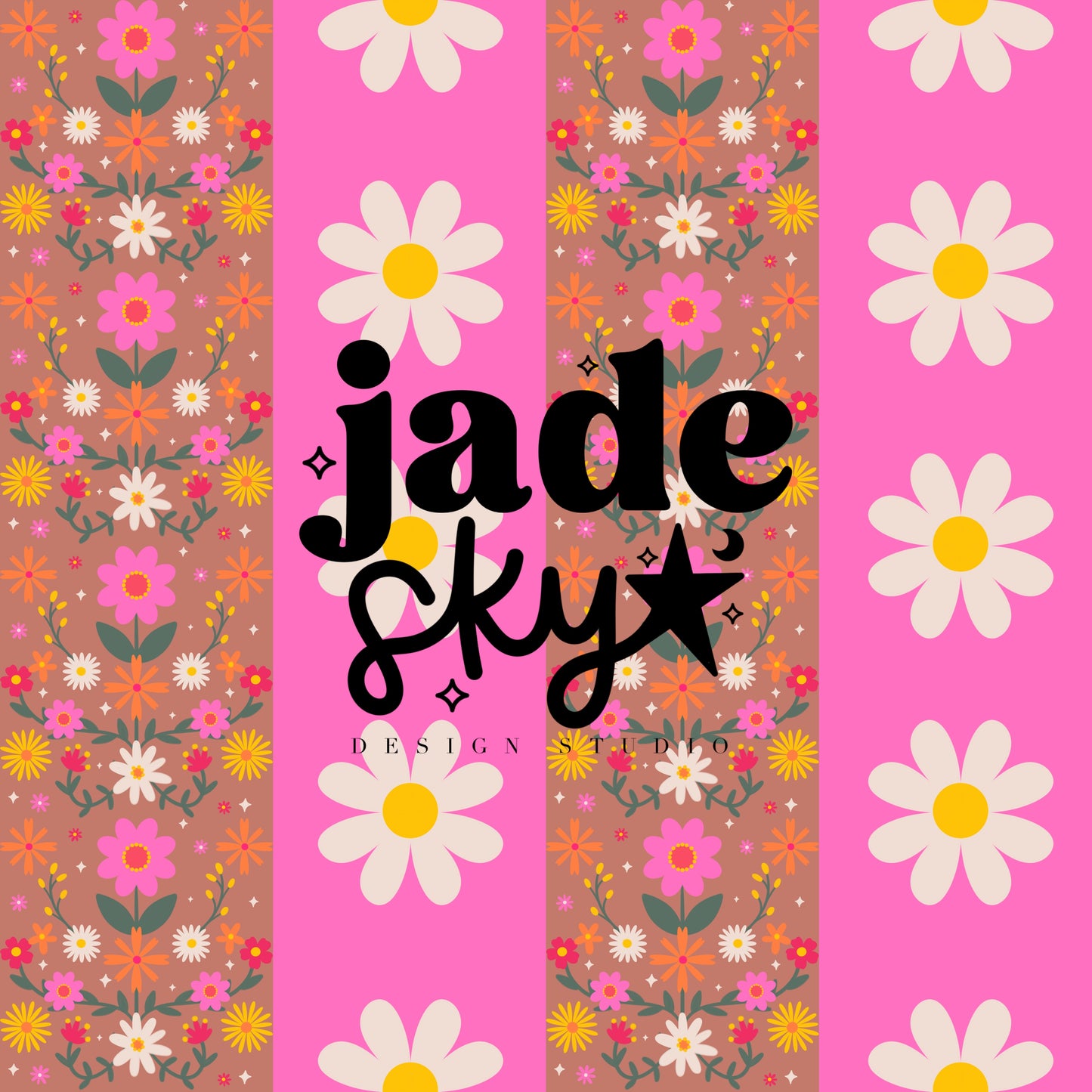 Folk Floral Daisy stripes