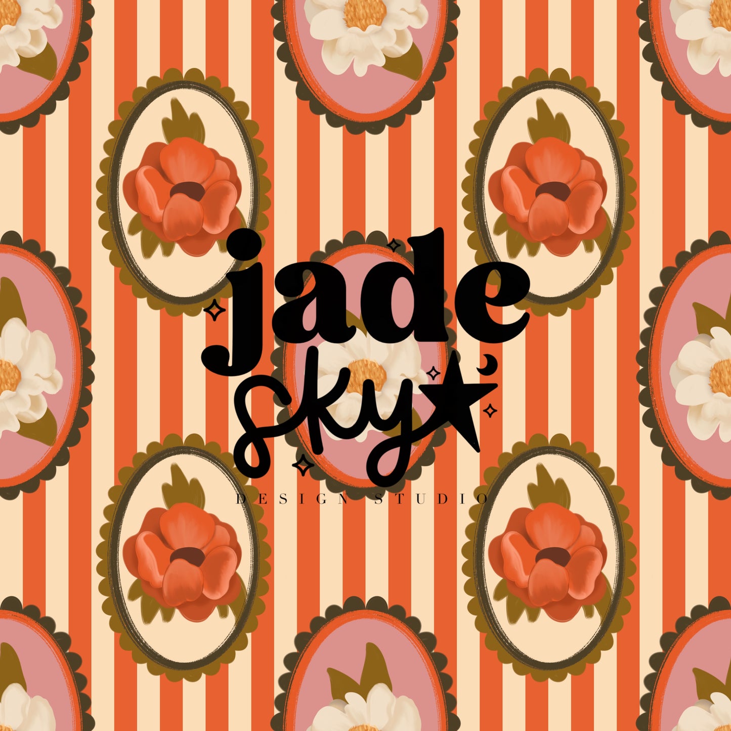 Fall floral frame stripes