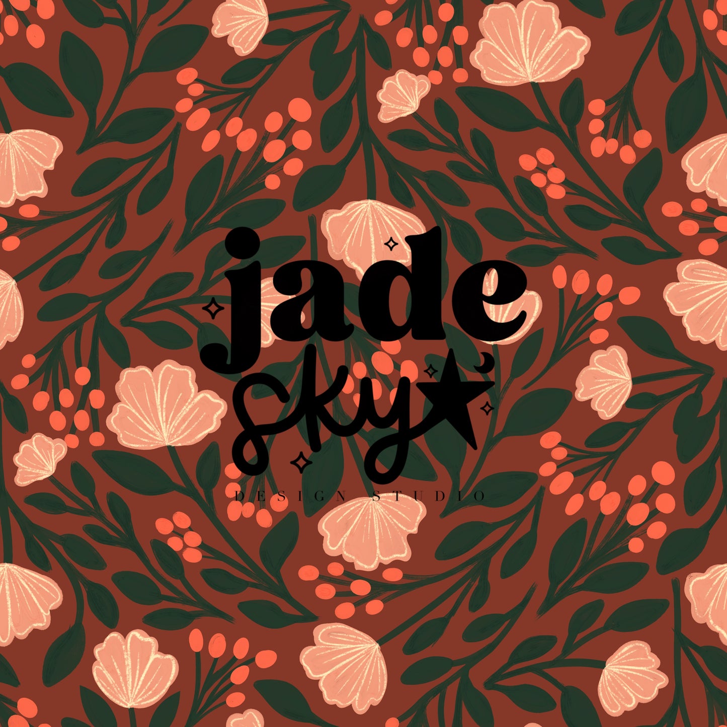 Peachy brown All over floral