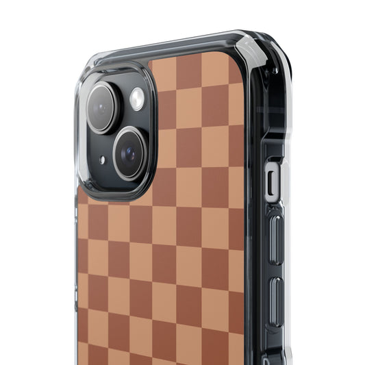 Brown Checkered Magnetic Clear Impact Case