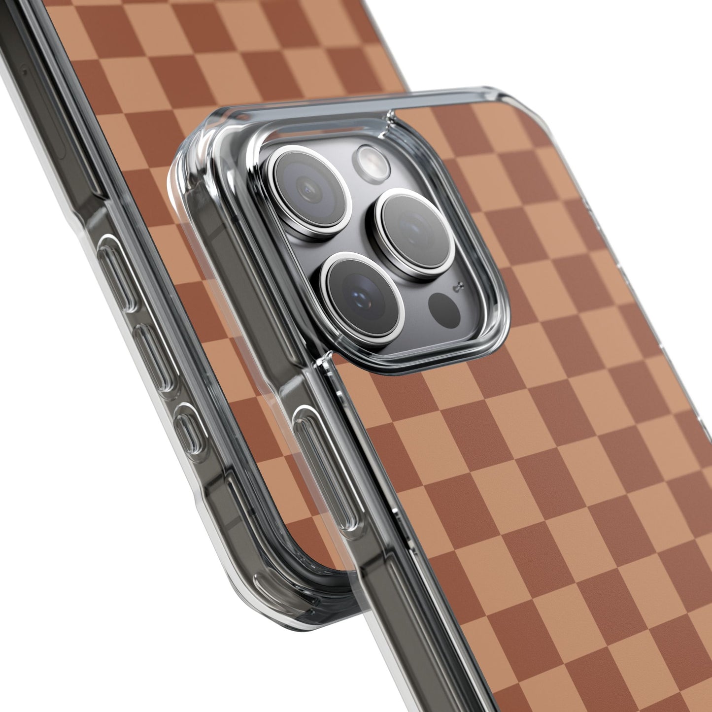 Brown Checkered Magnetic Clear Impact Case