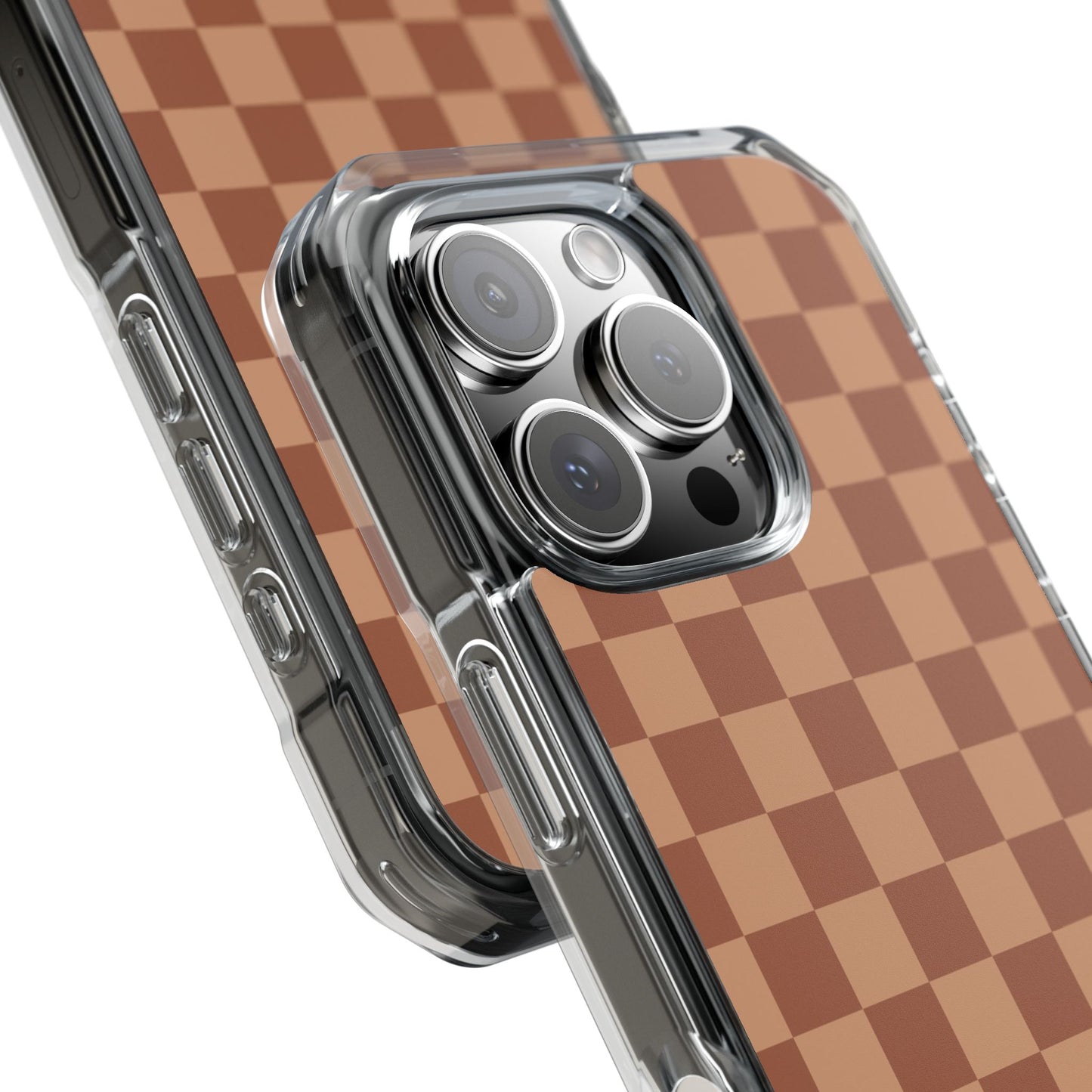 Brown Checkered Magnetic Clear Impact Case