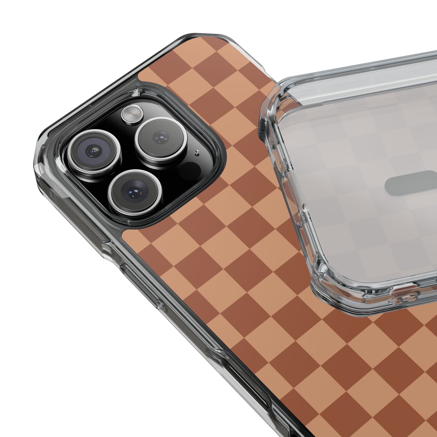 Brown Checkered Magnetic Clear Impact Case