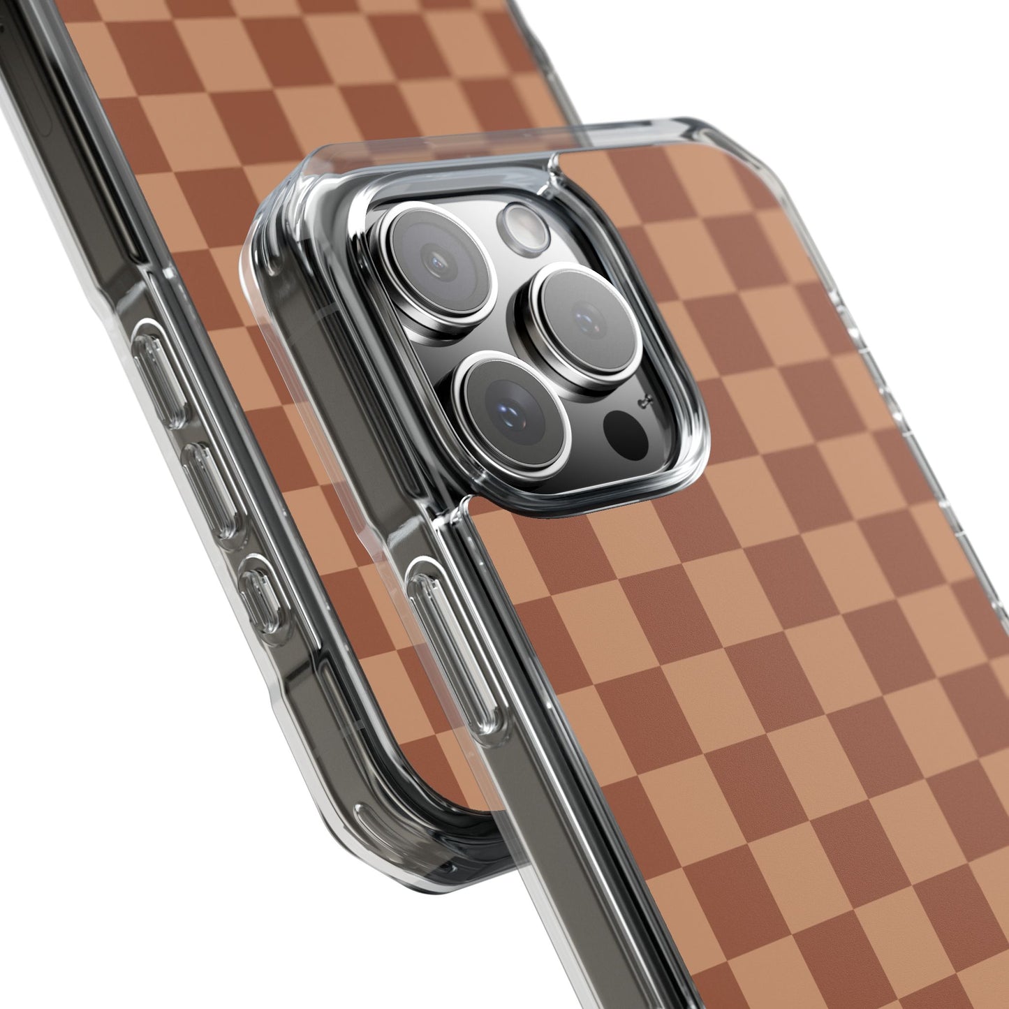 Brown Checkered Magnetic Clear Impact Case