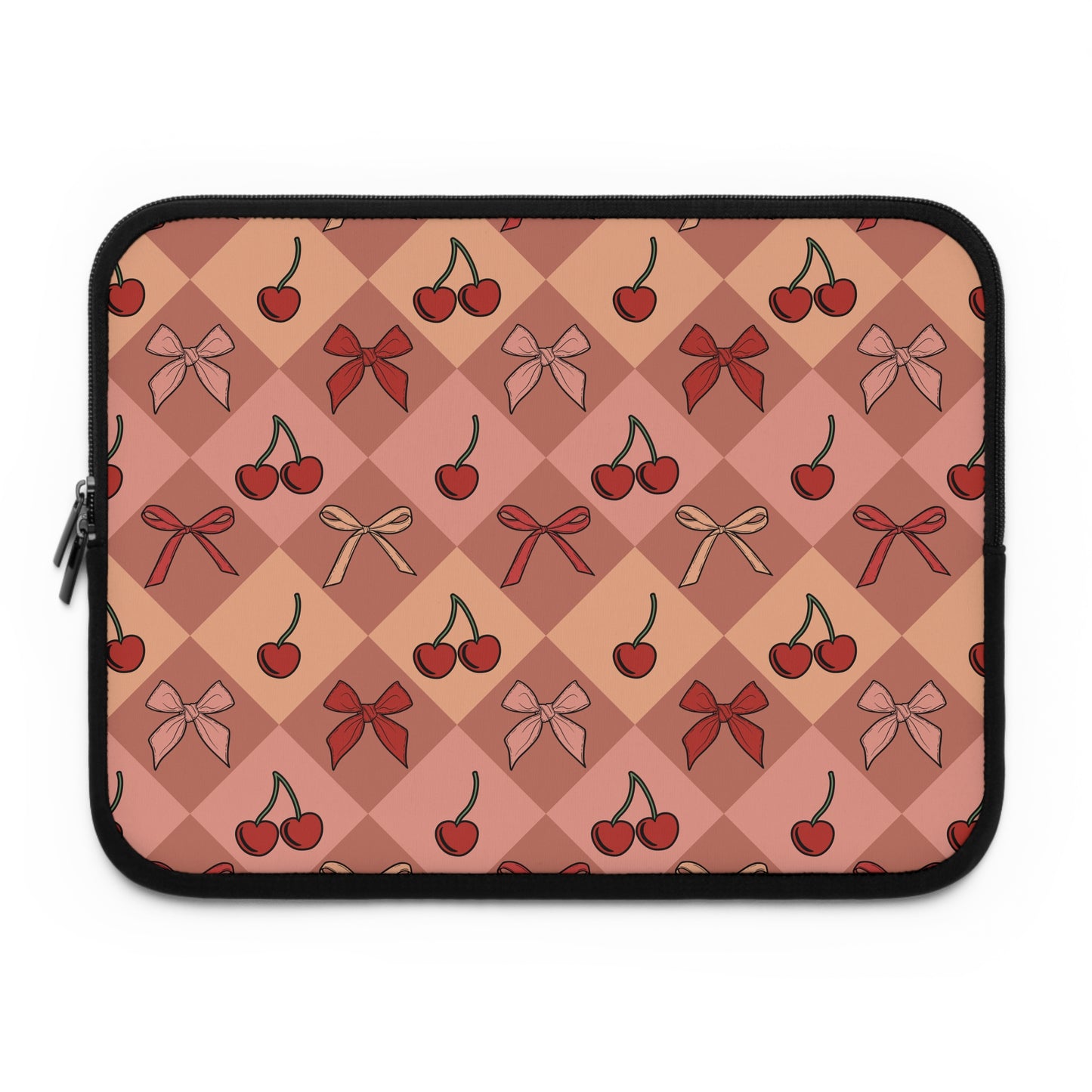 Cherry Bows Harlequin Print  Laptop Sleeve