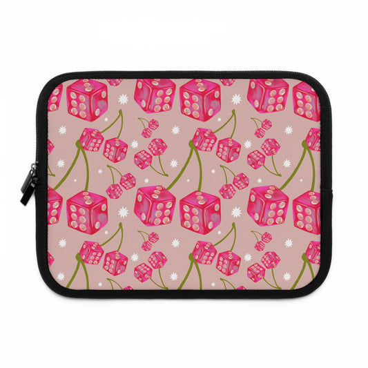 Pink Cherry Dice Neoprene Laptop Sleeve