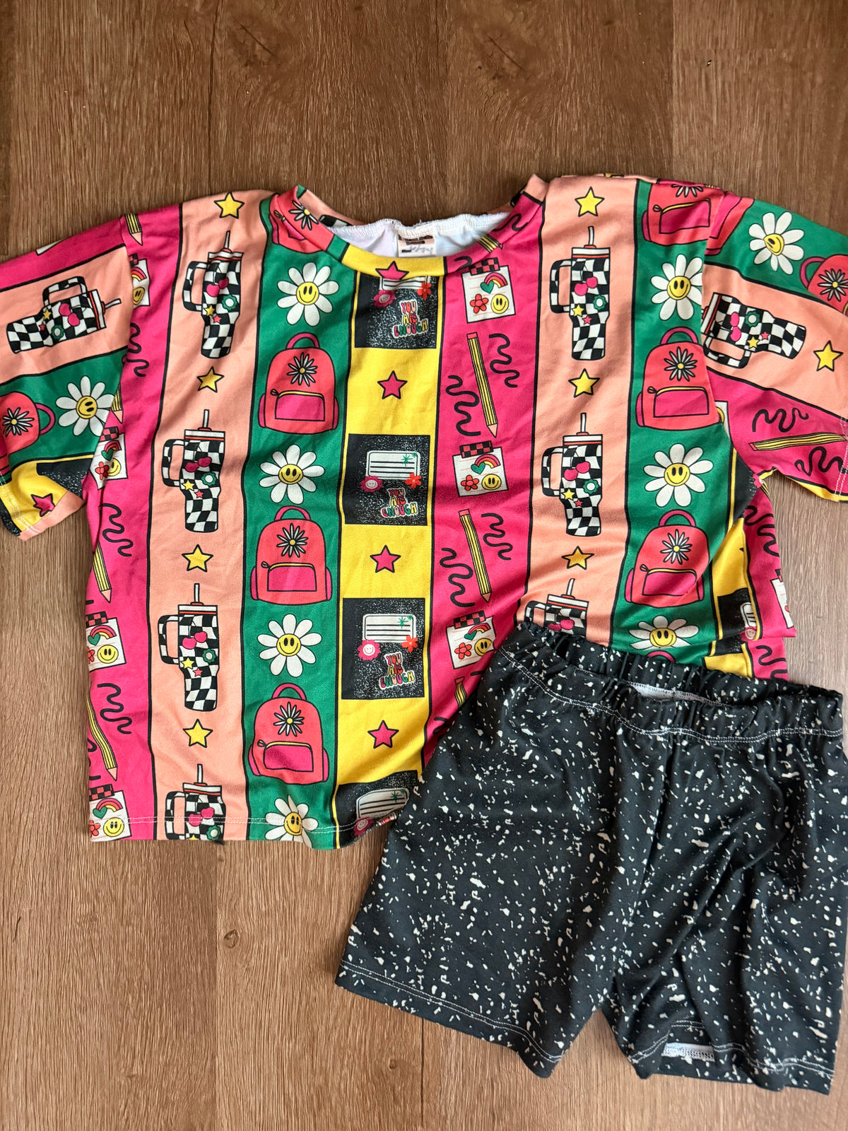 6/7 bts boxy tee + sz 6 bikers