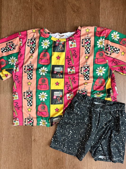 6/7 bts boxy tee + sz 6 bikers