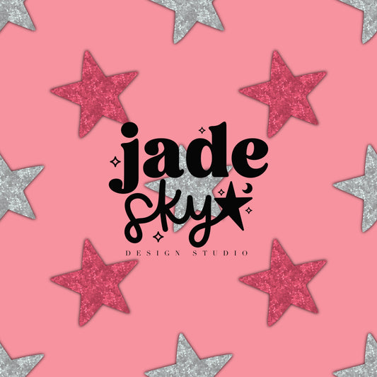 Retro Pink Glitter Stars (Pink)