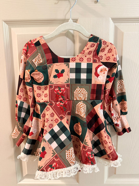 3t Santa patchwork Brielle w/snaps