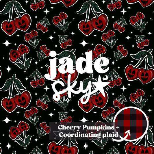 Cherry Pumpkins + Coordinating plaid seamless file bundle