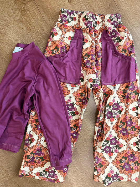 3t vintage floral purple set