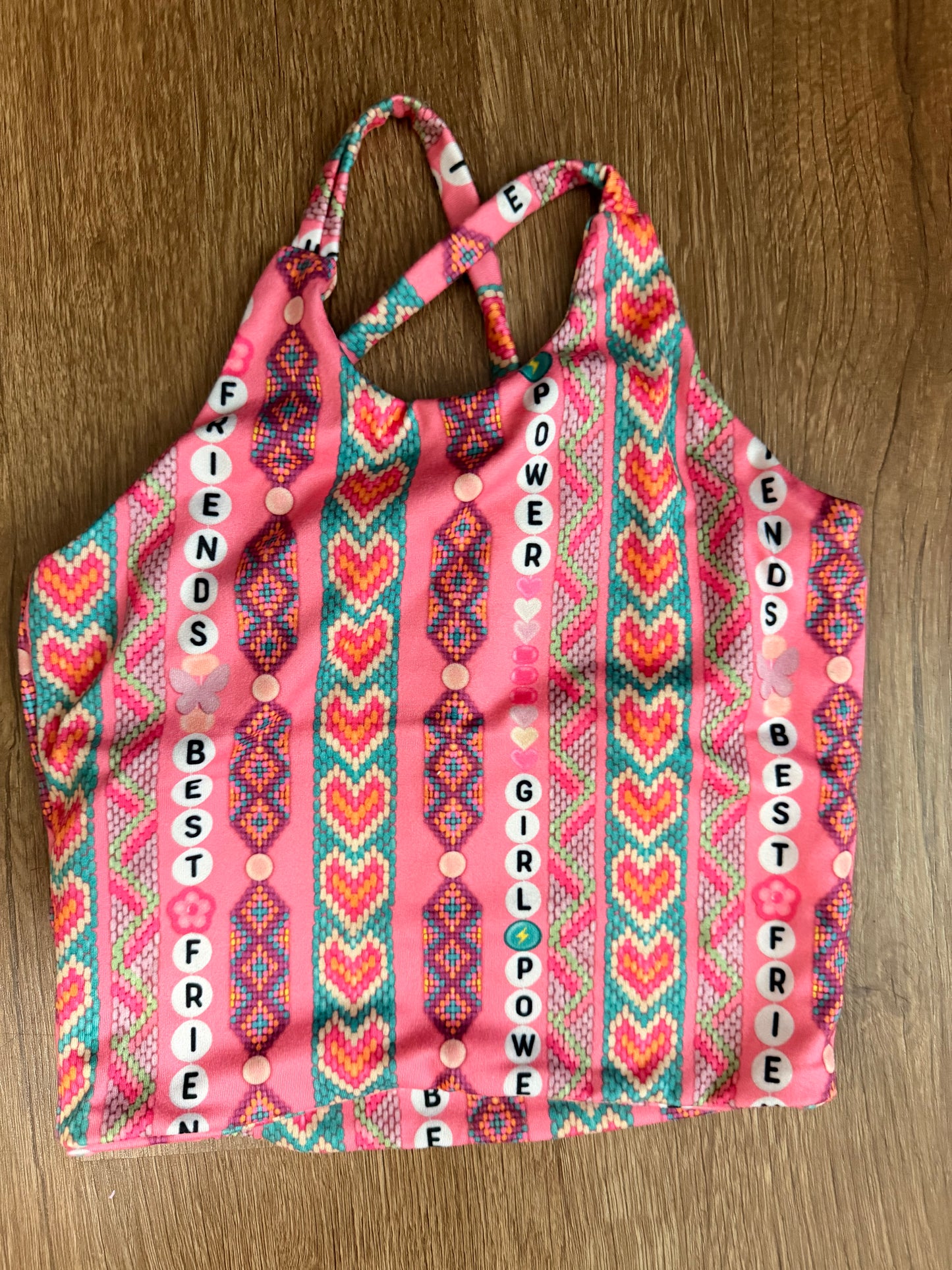 3t pink  Friendship bracelet cross tank