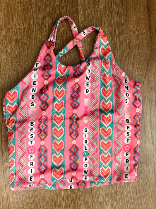 3t pink  Friendship bracelet cross tank
