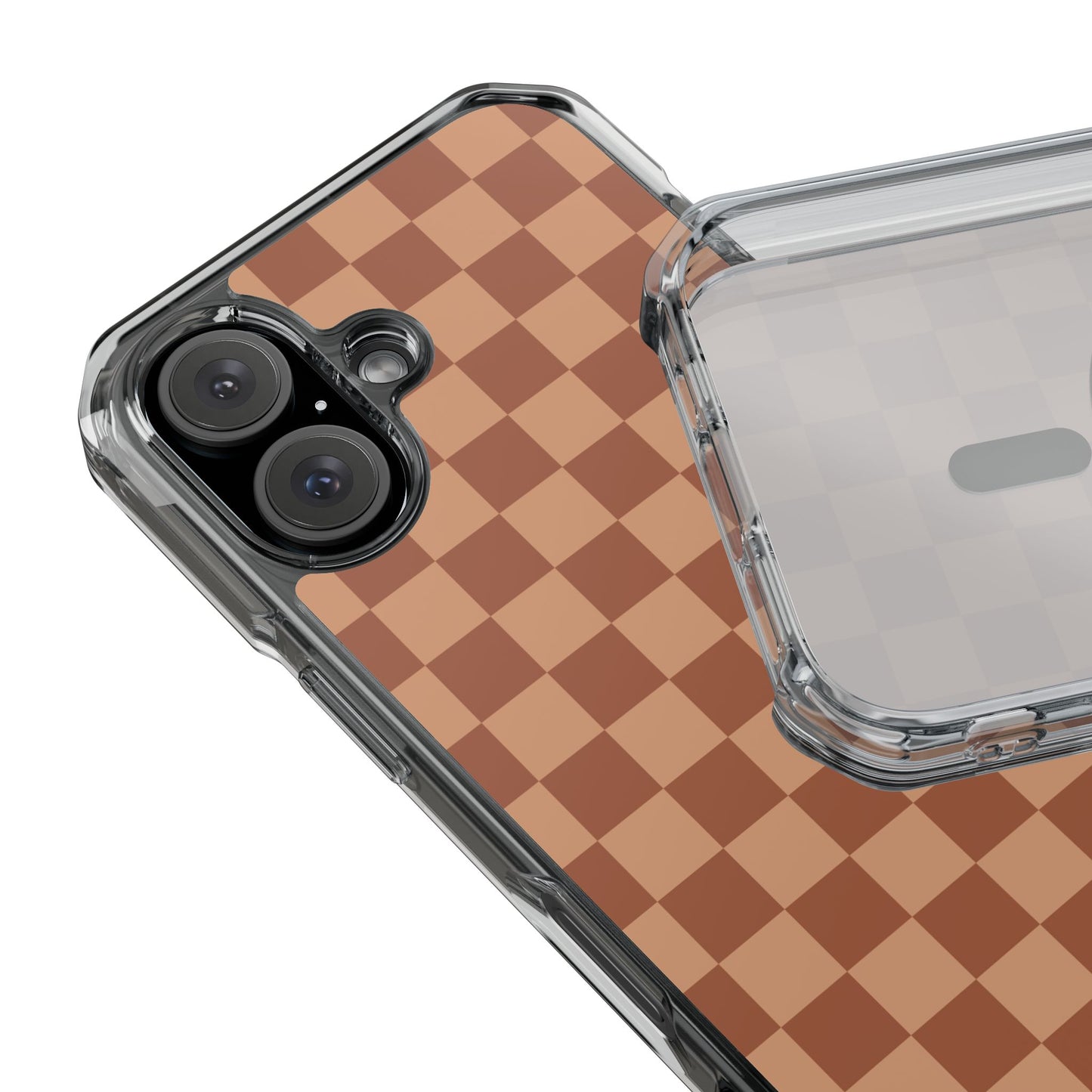 Brown Checkered Magnetic Clear Impact Case