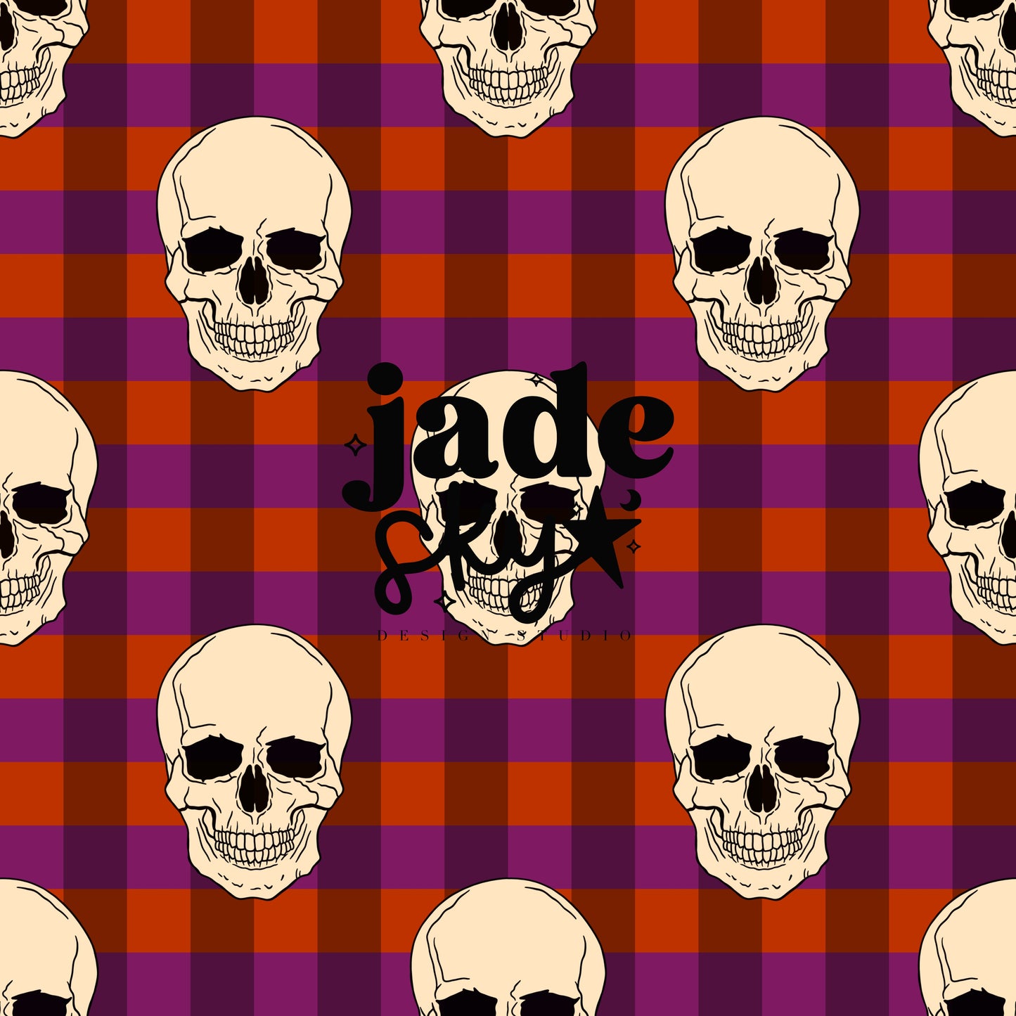 Plaid Skulls seamless pattern