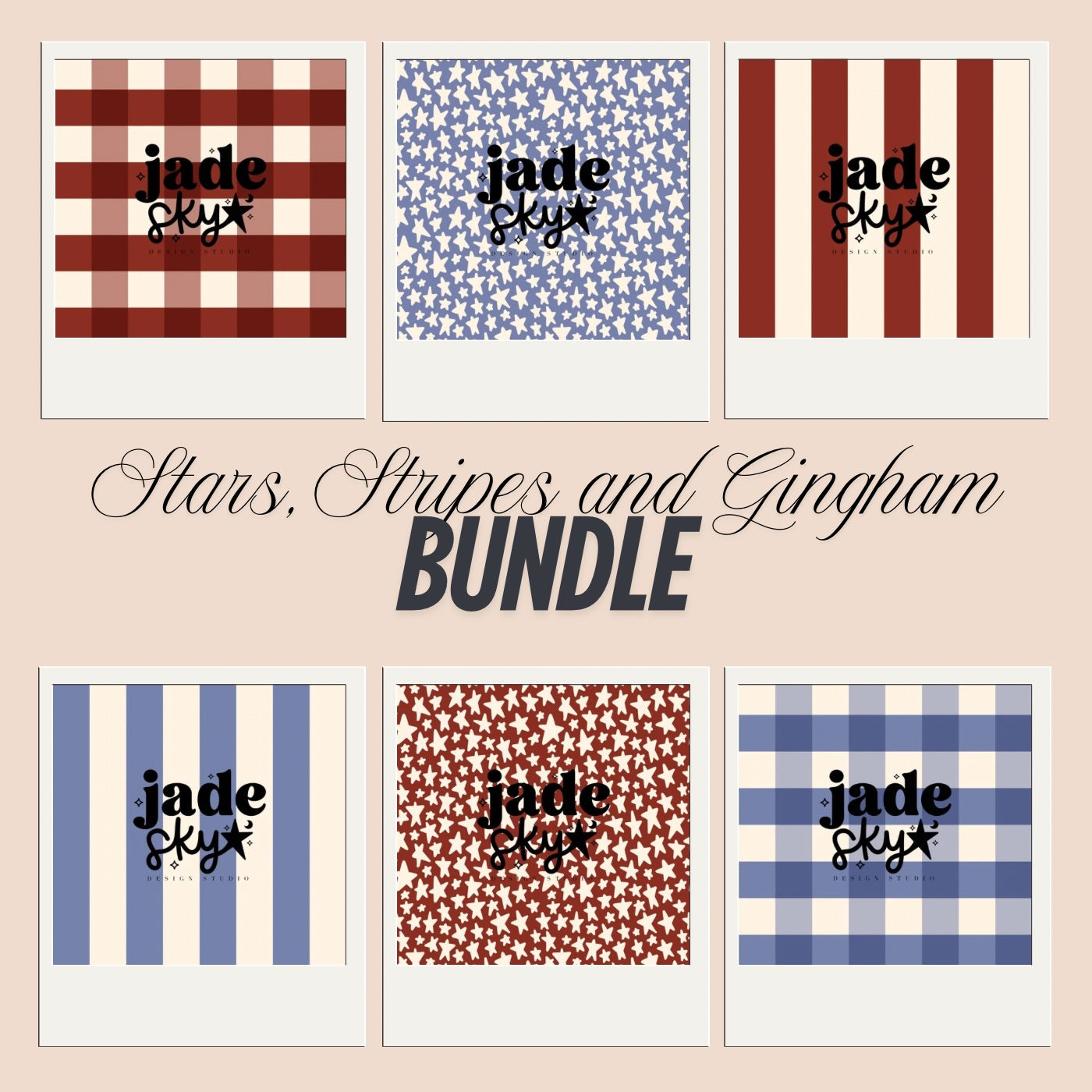 Stars Stripes and Gingham Bundle of 6