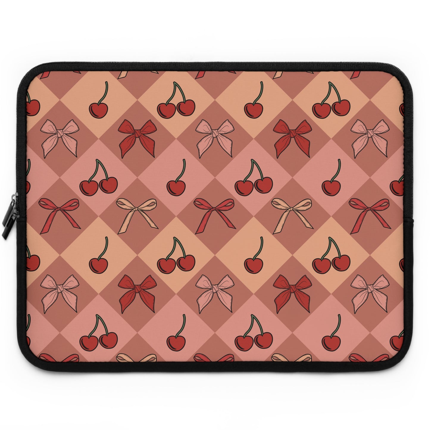 Cherry Bows Harlequin Print  Laptop Sleeve