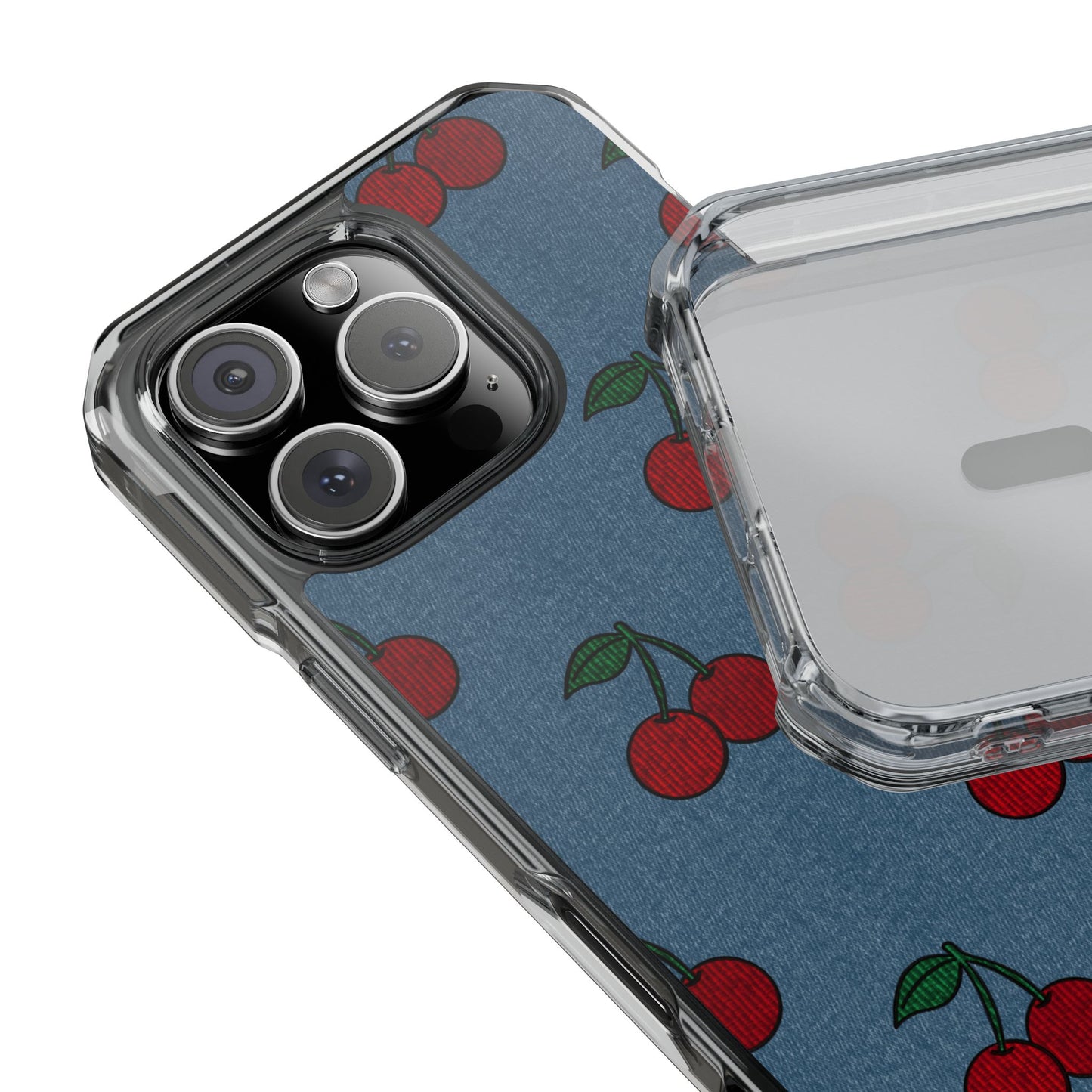 Cherry Denim Magnetic Clear Impact Case