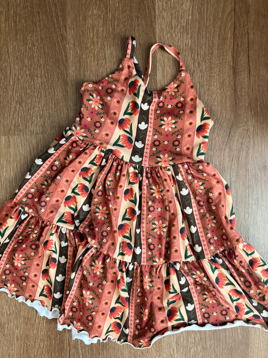 4t floral dress w/ lettuce hem