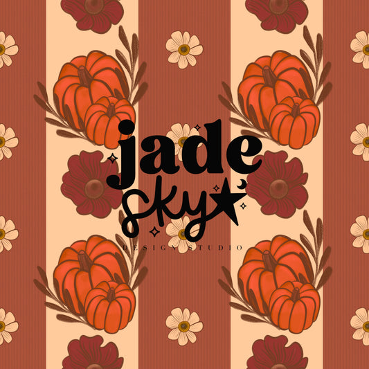 Boho Floral Pumpkins seamless pattern