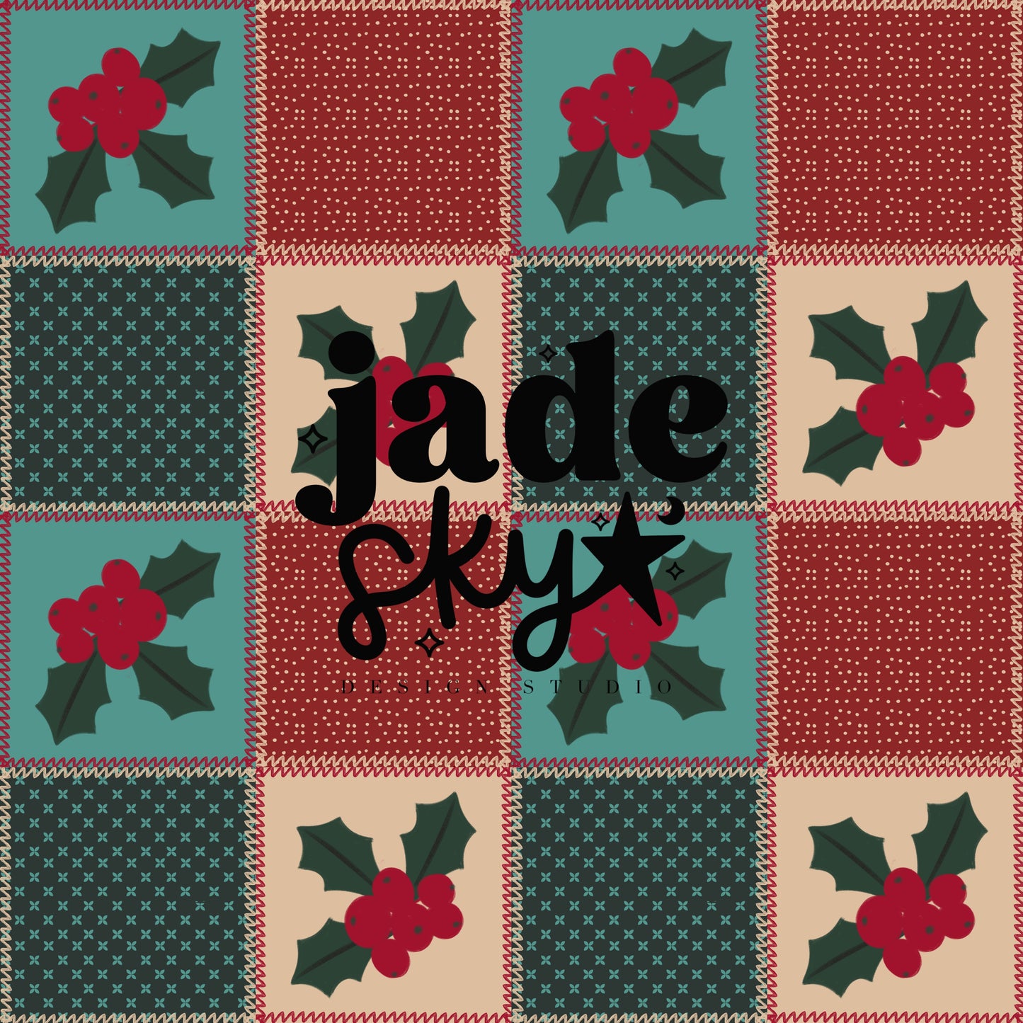 Vintage Holly Christmas Quilt