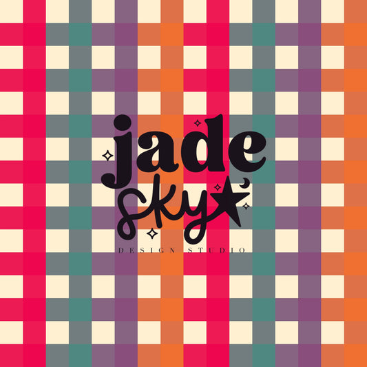 Colorful ghosts gingham (light and dark)
