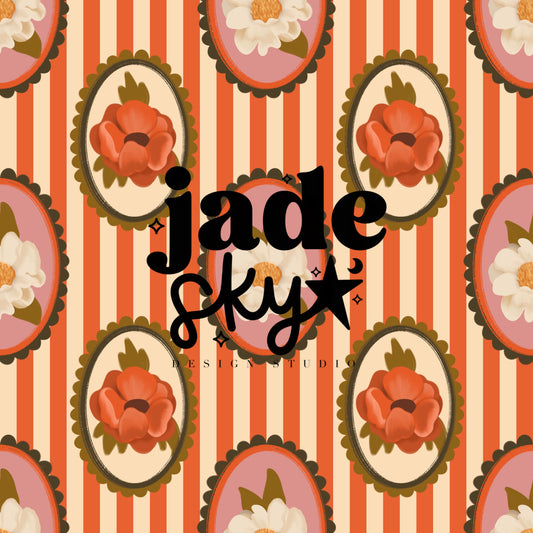 Fall floral frame stripes
