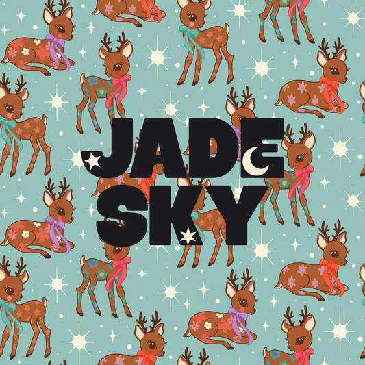 Patterned Retro Reindeer Blue
