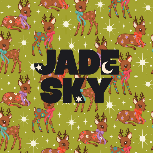 Patterned Retro Reindeer Green