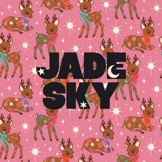 Patterned Retro Reindeer Pink