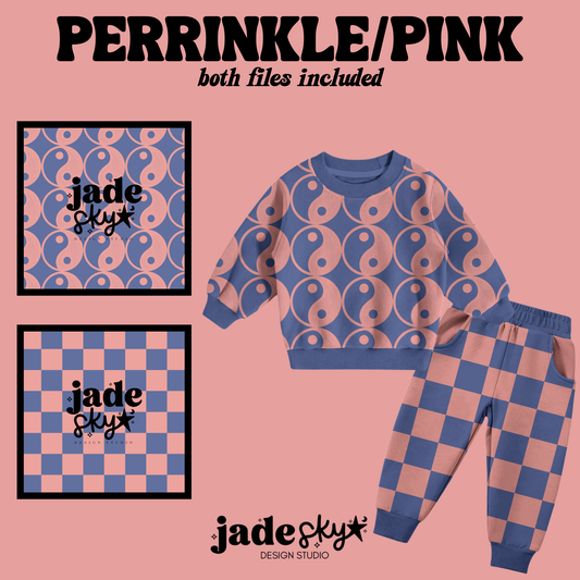 Pink/Perriwinkle Checkered + Yin yang Duo