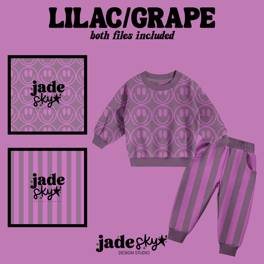 Lilac/Grape stripes + smiley duo