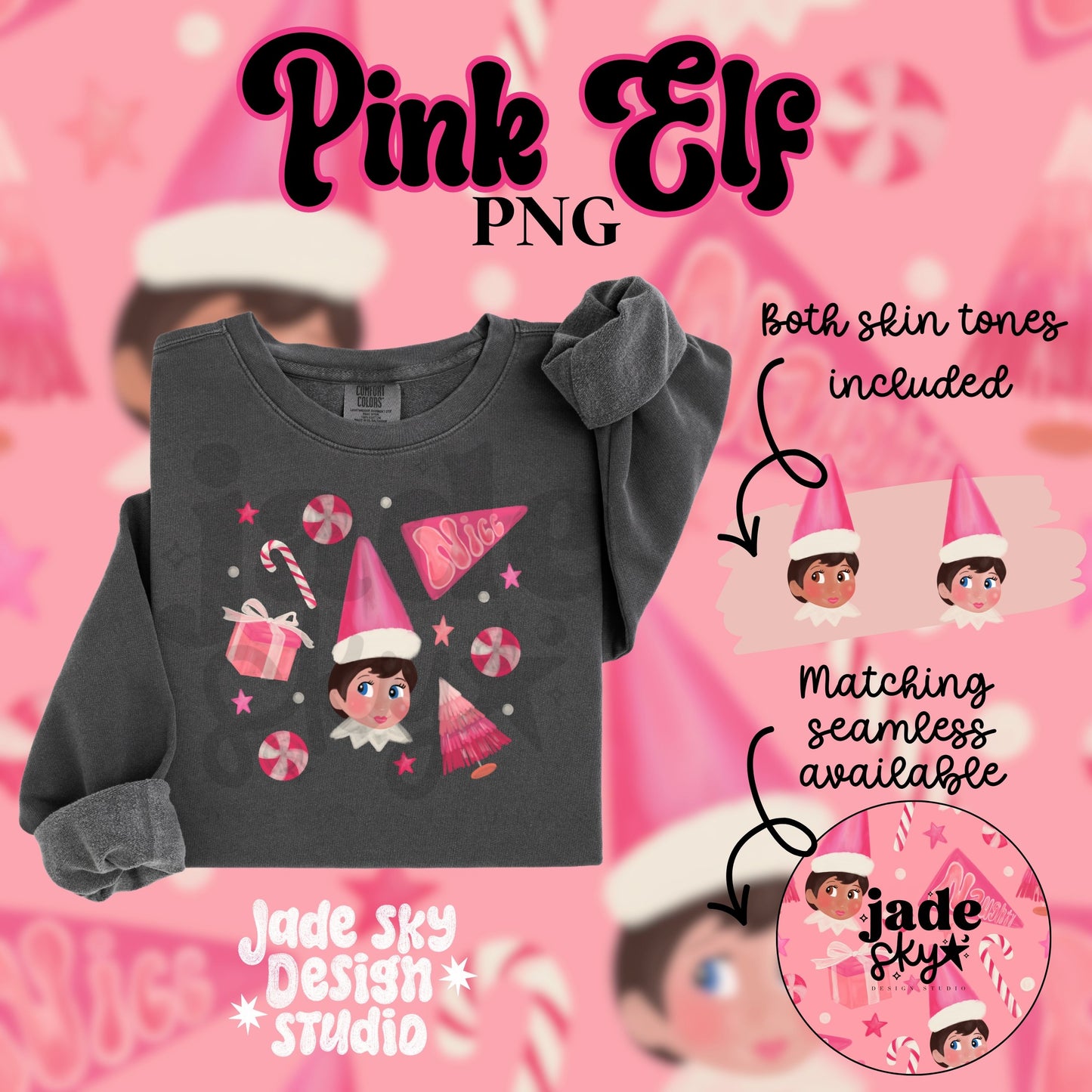 Pink Elf PNG (both skin tones included)