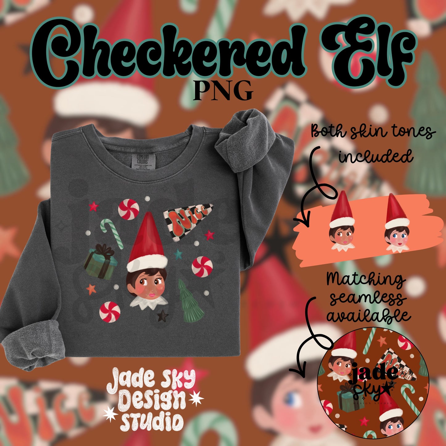 Checkered Elf PNG (both skin tones included)