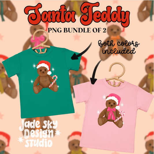 Santa Teddy PNG (bundle of 2)