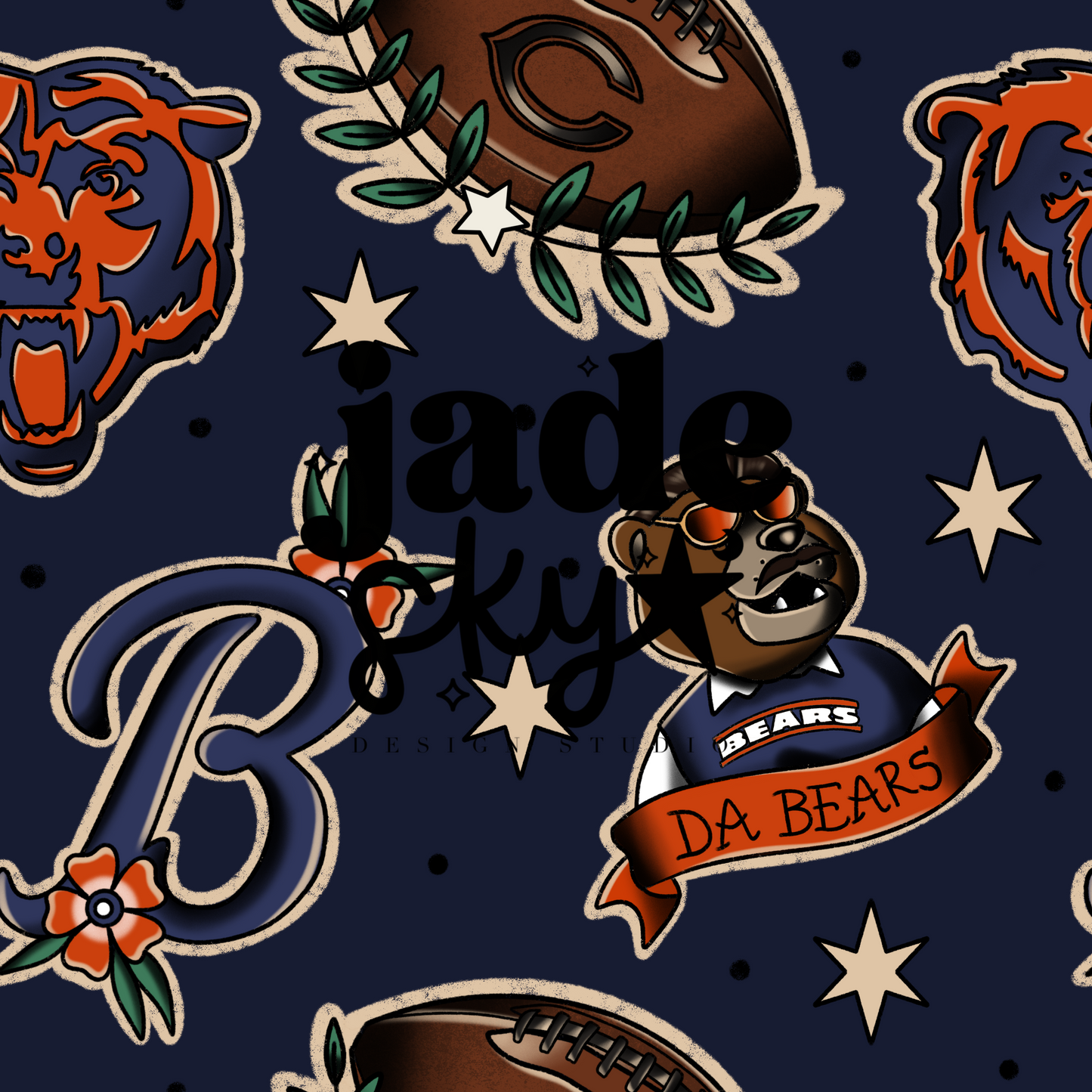 Bears Tats blue