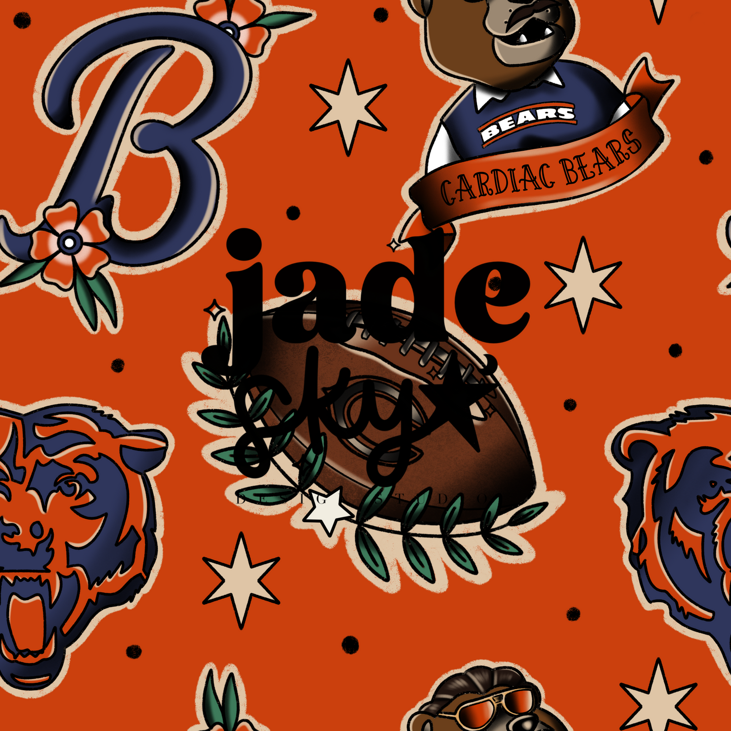 Cardiac Bears Tats Orange