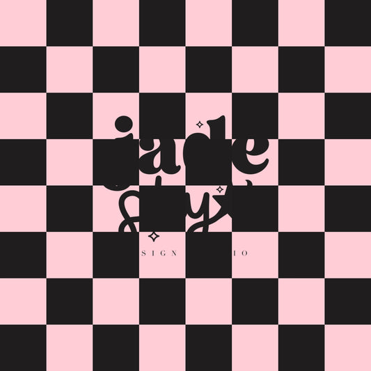 Baby pink/black checkered