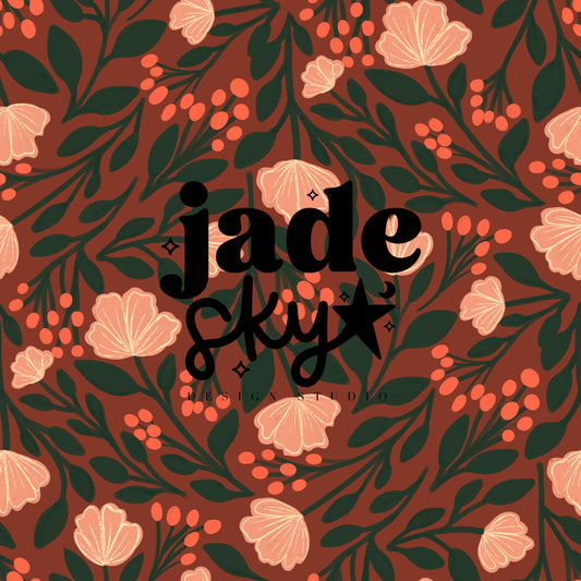 Peachy brown All over floral
